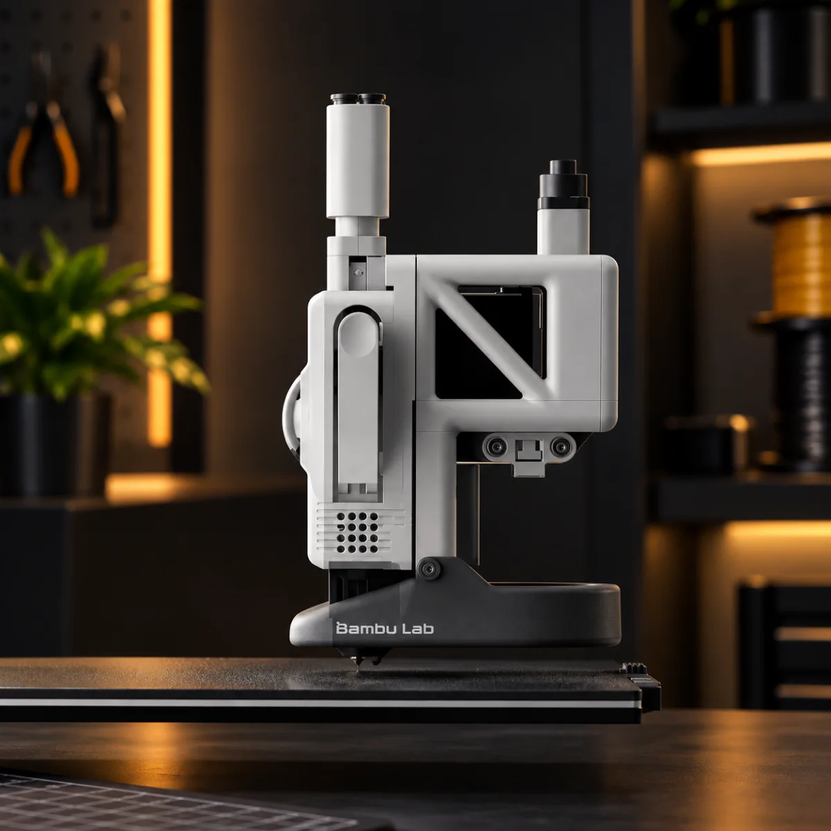 Bambu Lab A1 Mini Z-axis column and toolhead in side profile